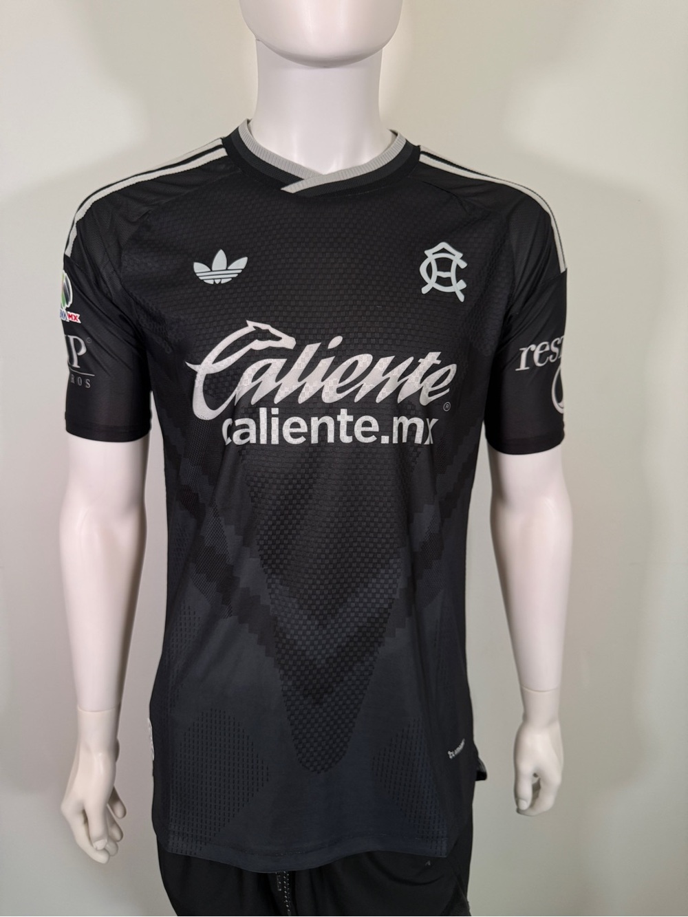 adidas Black Caliente Men's Soccer Jersey with White Logos